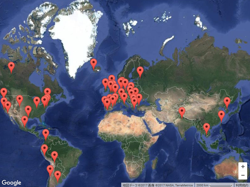 世界中の抗議デモ音声を記録した地図
