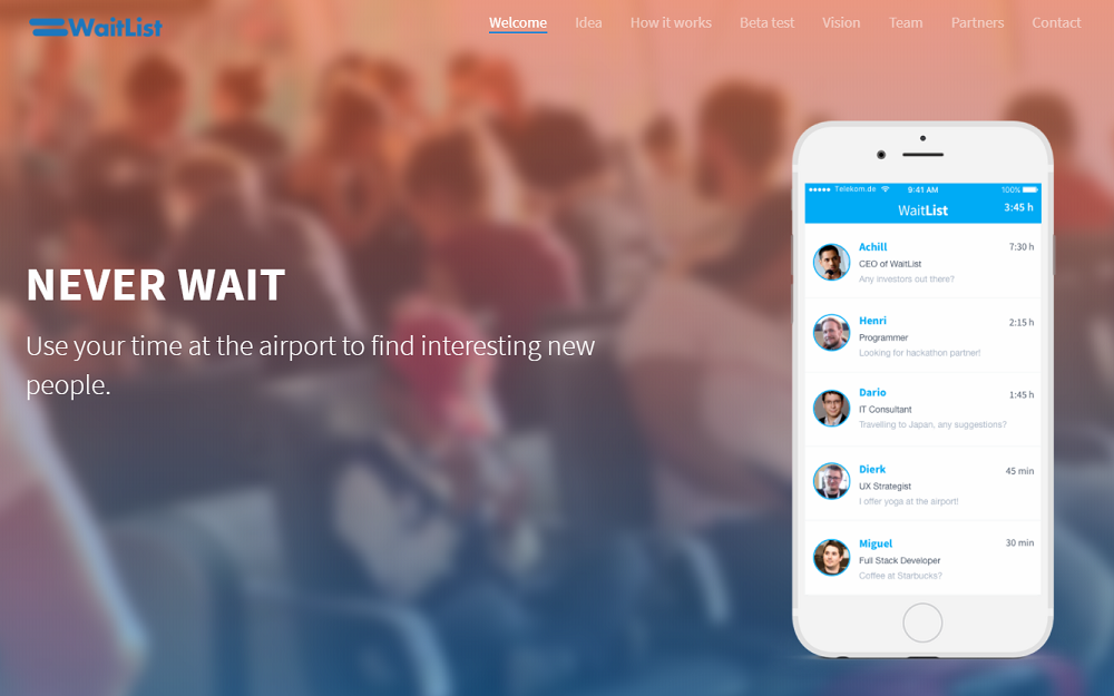 空港での出会いをつくるアプリ