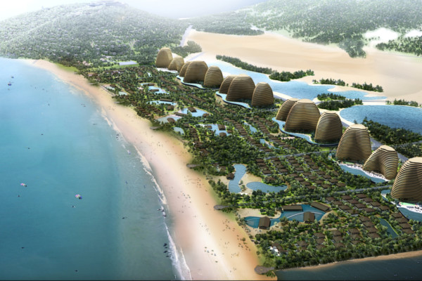 ベトナムのエコリゾートの海岸沿い