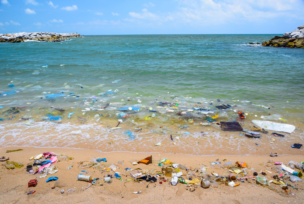 海洋プラスチックごみが散乱