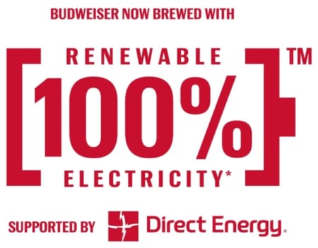 バドワイザーの100%再生可能電力