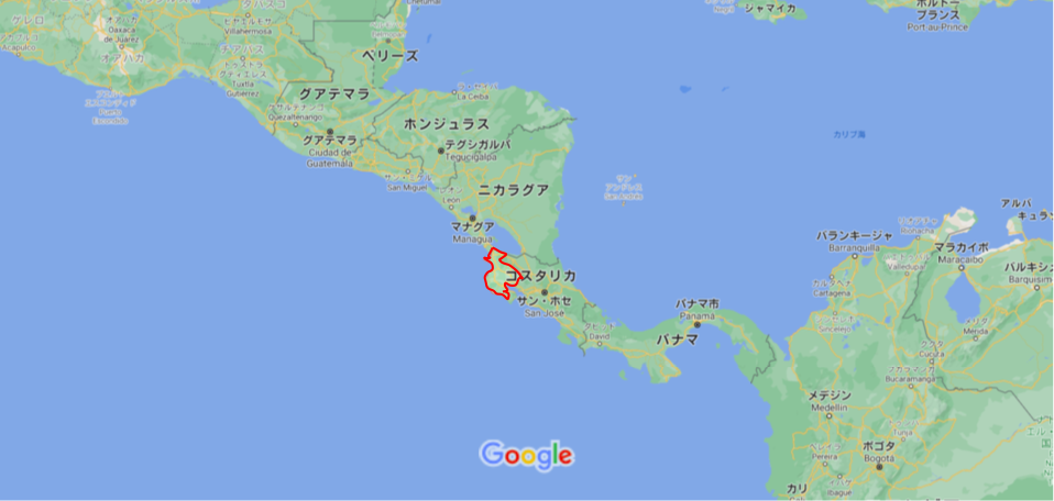Google mapにグアナカステ州をマッピング
