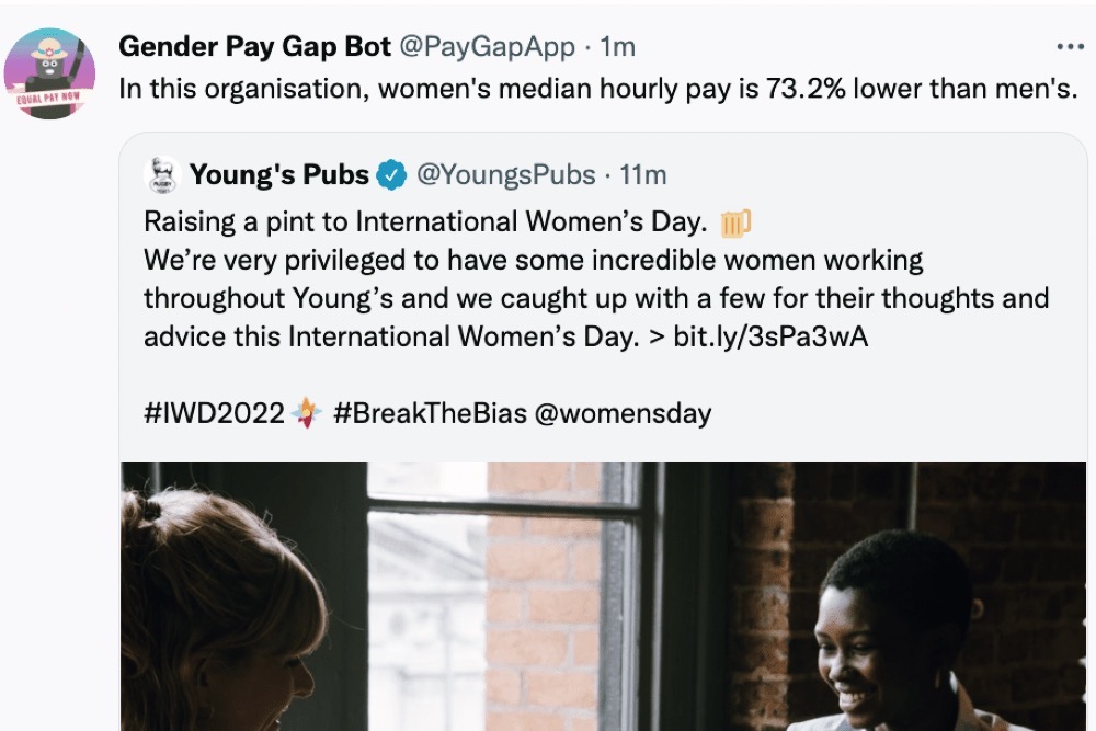 「女性活躍を応援します」そんな企業の賃金格差を指摘するツイッターbot